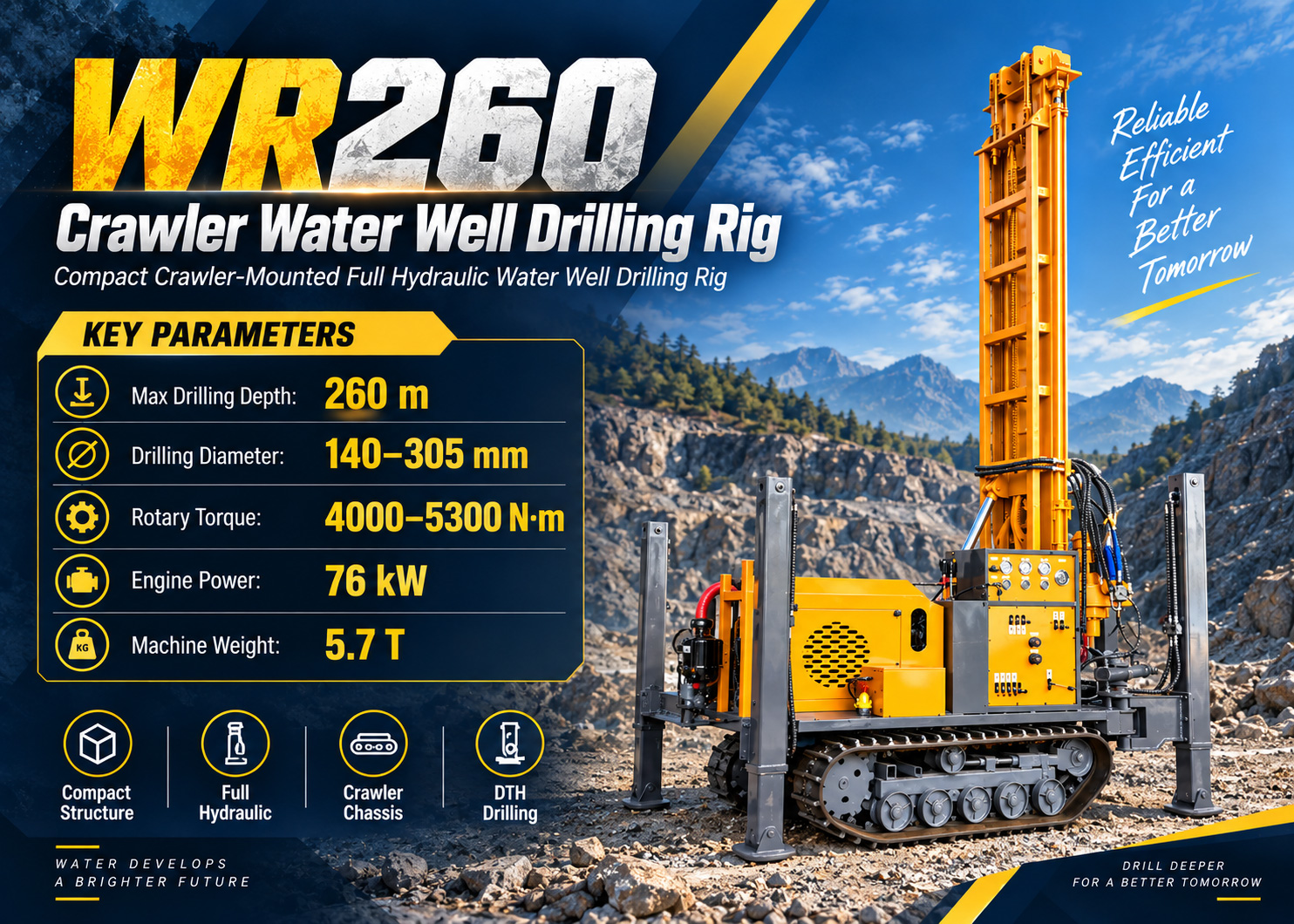 WR260 Máy khoan giếng nước dạng bánh xích