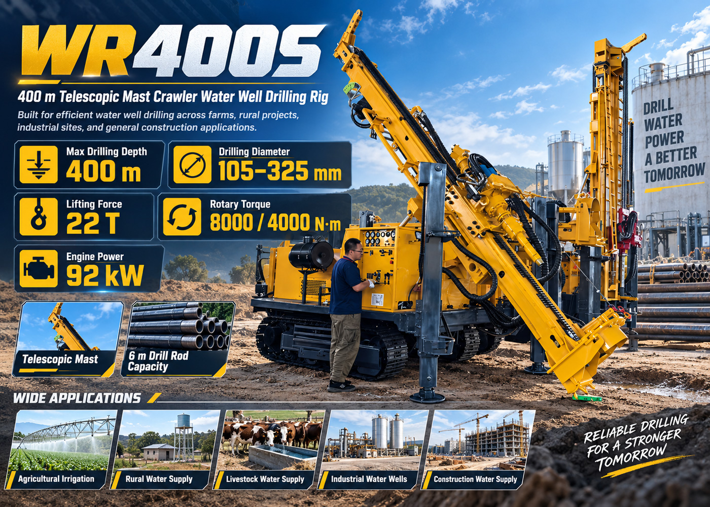 WR400S Máy khoan giếng nước dạng bánh xích