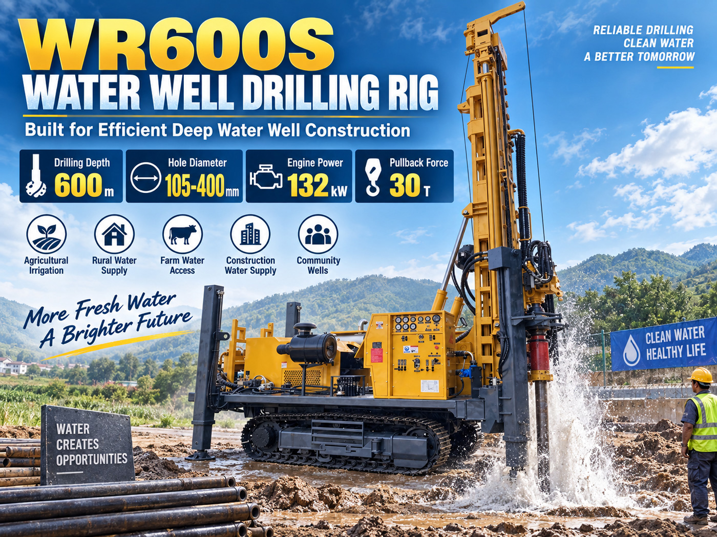 WR600S Máy khoan giếng nước dạng bánh xích