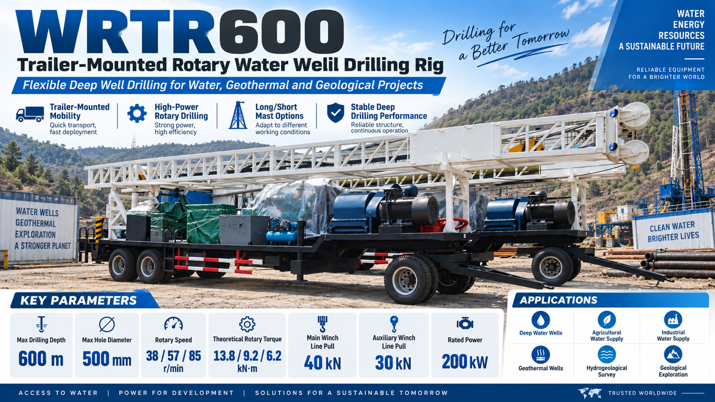 WRTR600 Máy khoan giếng nước dạng rơ moóc